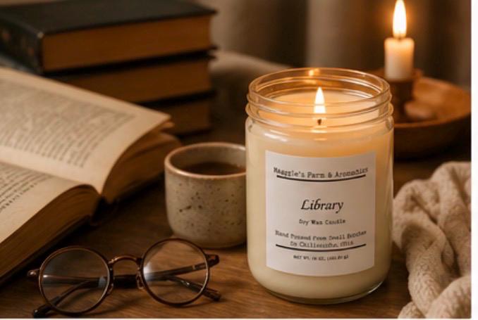 Blind Book & Soy Candle Gift Set product photo from Maggie's Farm & Aromatics Etsy listing