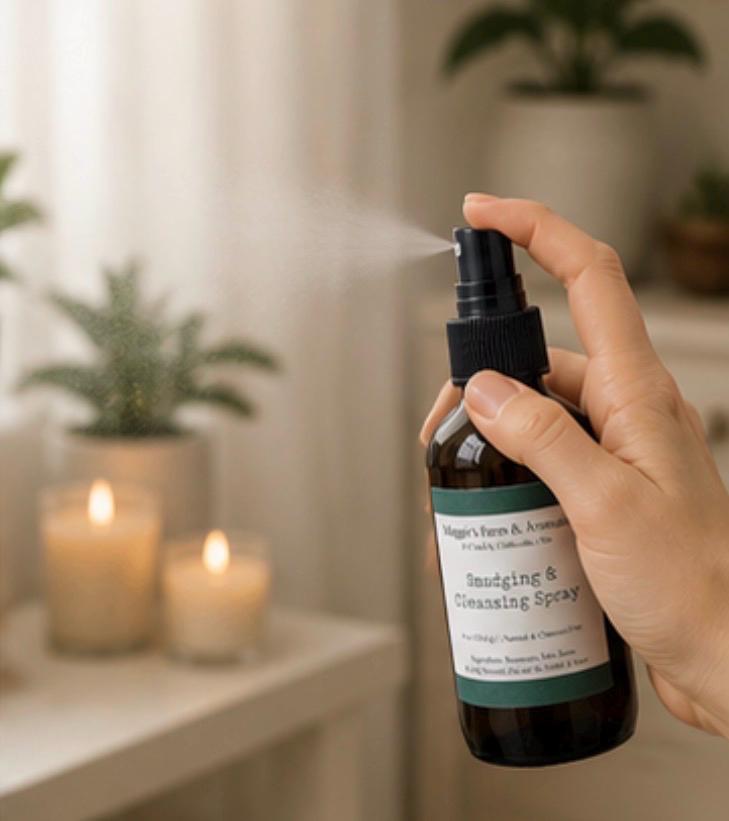 Smokeless Smudge Spray product photo from Maggie's Farm & Aromatics Etsy listing