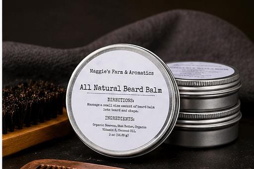 Beard Balm product photo from Maggie's Farm & Aromatics Etsy listing