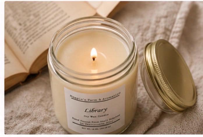 Blind Book & Soy Candle Gift Set product photo from Maggie's Farm & Aromatics Etsy listing