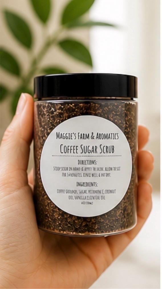 Coffee Sugar Scrub product photo from Maggie's Farm & Aromatics Etsy listing