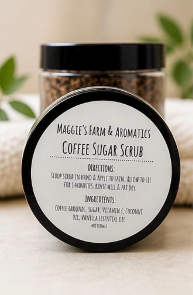 Coffee Sugar Scrub product photo from Maggie's Farm & Aromatics Etsy listing