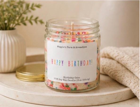 Birthday Cake Candle Soy Wax Candle Sprinkle Candle Birthday Gift