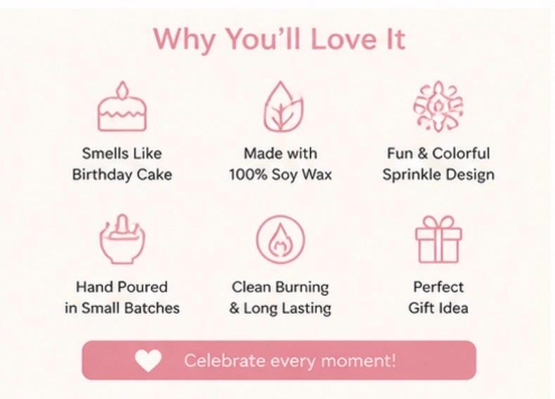 Birthday Cake Candle Soy Wax Candle Sprinkle Candle Birthday Gift