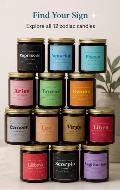Candle Zodiac Sign Astrology Horoscope Star Sign Soy Wax Candle Personalized Zodiac Candle Birthday Astrology Gift
