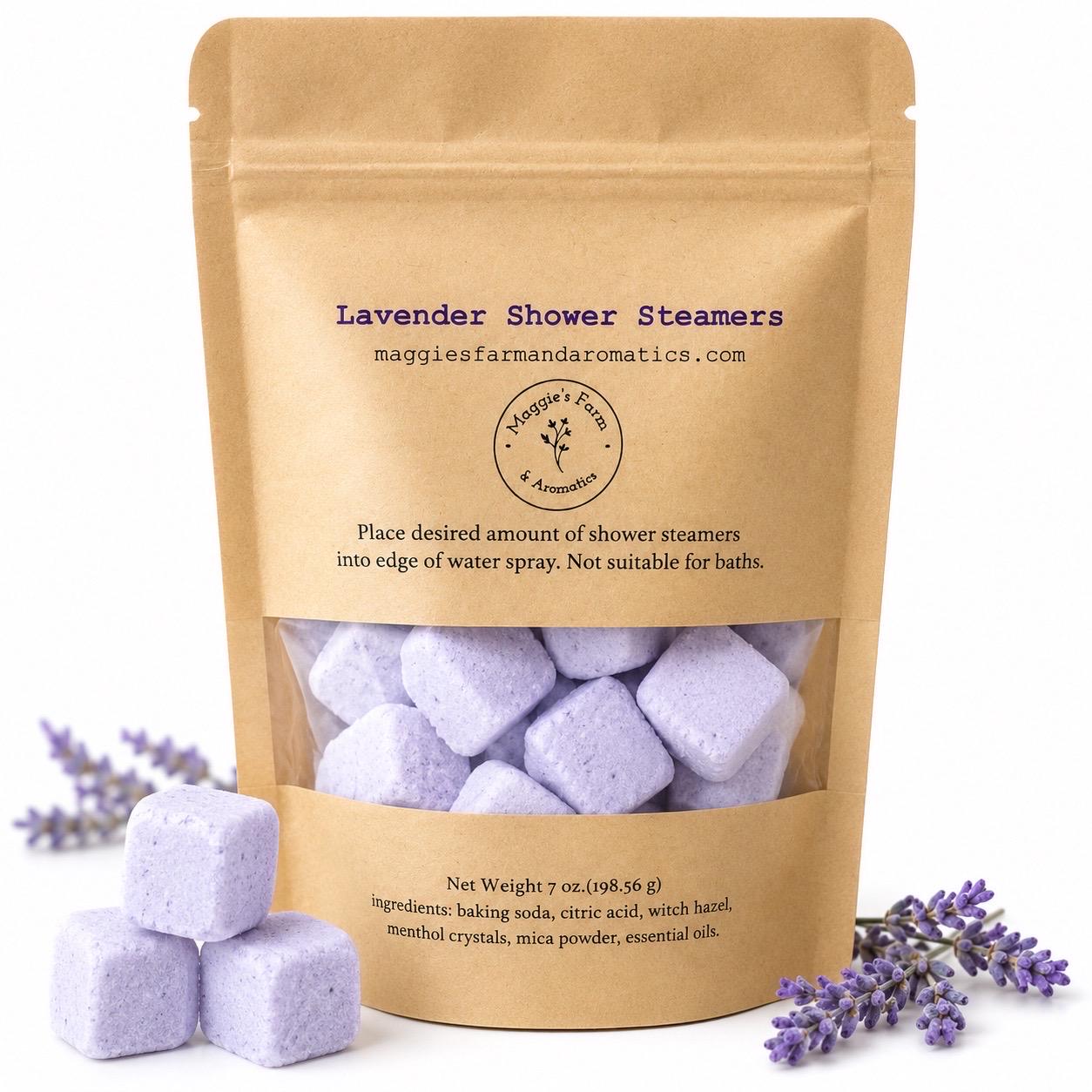 Shower Steamers product photo from Maggie's Farm & Aromatics Etsy listing