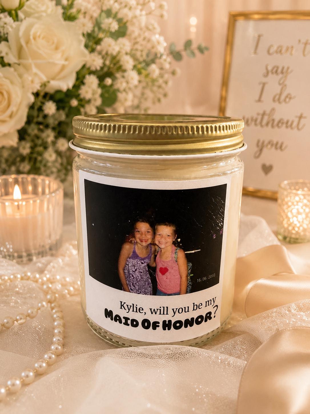 Bridesmaid Candle personalization photo from Etsy